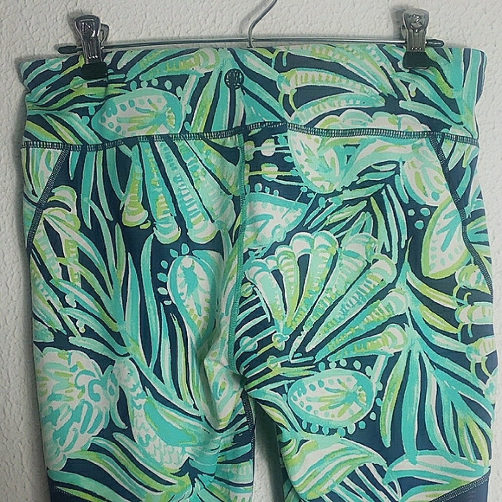 Lilly Pulitzer Luxletic 21" Thea Weekender Crop Legging Mesh Blue Green Size XL - Picture 6 of 13